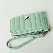 Load image into Gallery viewer, Mint green wallet with a strap on a light gray background