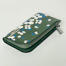 Load image into Gallery viewer, Green wallet with floral pattern on a white background