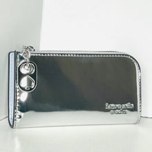 Load image into Gallery viewer, Silver and black wallet with a keychain on a white background