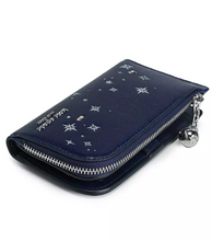 Load image into Gallery viewer, Kate Spade Devin Star Glitter Small Slim Bifold Wallet Blue Patent Leather Crystals