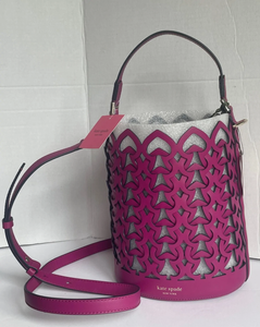 Kate Spade Dorie Bucket Bag Womens Pink Small Crossbody Leather Handcrafted