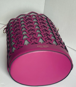 Kate Spade Dorie Bucket Bag Pink Small Crossbody Leather Interlock Shoulder Bag