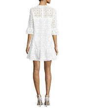Load image into Gallery viewer, Kate Spade Dress Womens 00 White Mini Shift Ruffled Hem Floral Lace Lined