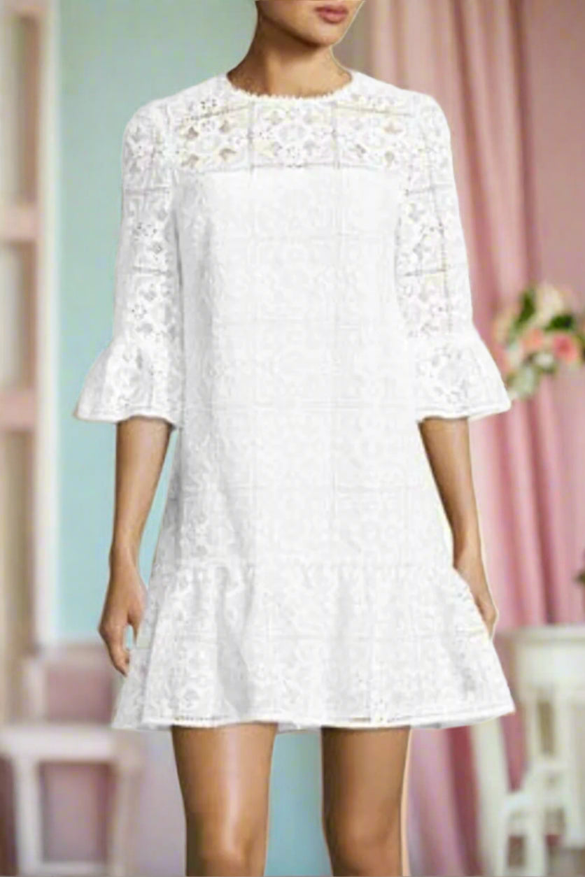 Kate Spade Dress Womens 00 White Mini Shift Ruffled Hem Floral Lace Li Luxe Fashion Finds Kate Spade Dress Womens 00 White Mini Shift Ruffled Hem Floral Lace Li Luxe Fashion Finds