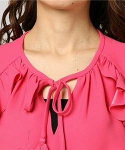 Kate Spade Dress Womens Extra Extra Small Pink V-Neck Sleeveless Fit Flare Ruffle