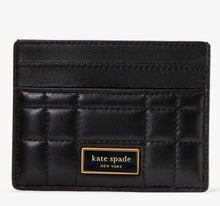 Load image into Gallery viewer, Kate Spade Evelyn Cardholder Quilted Black Leather Slim Wallet Womens Case