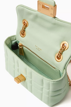 Load image into Gallery viewer, Kate Spade Evelyn Quilted Small Shoulder Crossbody Green Leather Bag Chain