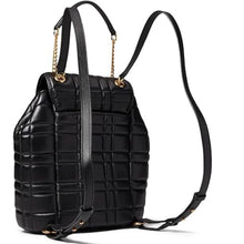 Load image into Gallery viewer, Kate Spade Evelyn Small Backpack Black Quilted Turnlock Top Handle Bag Womens.