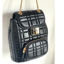 Load image into Gallery viewer, Kate Spade Evelyn Small Backpack Black Quilted Turnlock Top Handle Bag