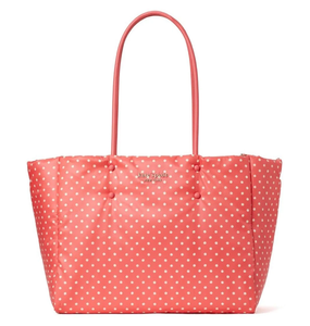 Kate Spade Everything Puffy Large Tote Dots Pink Nylon Leather Shoulder Bag