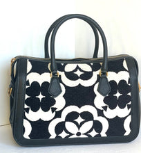 Load image into Gallery viewer, Kate Spade Gramercy Chenille Monogram Medium Leather Satchel Floral Top Handle