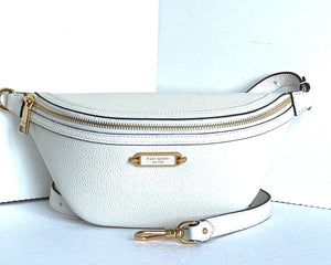 Kate Spade Gramercy Medium Belt Bag White Leather Adjustable Strap Fanny Pack
