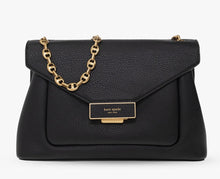 Load image into Gallery viewer, Kate Spade Gramercy Shoulder Bag Black Medium Convertible Leather Flap Chain