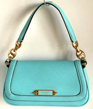 Load image into Gallery viewer, Kate Spade Gramercy Small Flap Shoulder Bag Blue Leather Crossbody Chain Zip