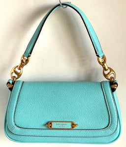 Kate Spade Gramercy Small Flap Shoulder Bag Blue Leather Crossbody Chain Zip