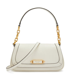 Kate Spade Gramercy Small Flap Shoulder Bag White Leather Crossbody Chain