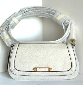 Kate Spade Gramercy Small Flap Shoulder Bag White Leather Crossbody Chain