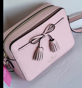 Kate Spade Hayes Camera Bag Medium Crossbody Pink Leather Tassels