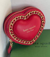 Load image into Gallery viewer, Kate Spade Heart Amour Puffy 3D Coin Wallet Womens Small Red Leather Purse