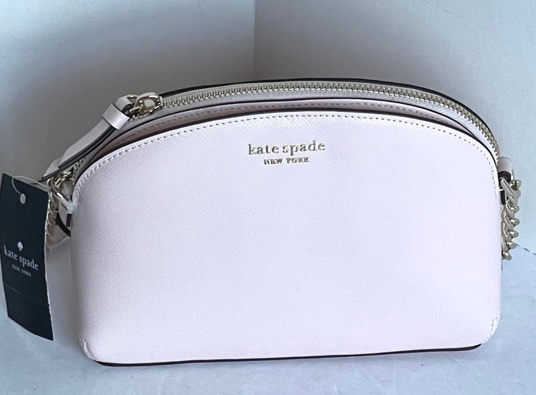 Kate Spade Hilli Dome Crossbody Small Chalk Pink Saffiano Leather Shoulder Bag