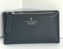 Load image into Gallery viewer, Kate Spade Jackson Small Slim Bifold Wallet Womens Black Leather Zip Snap