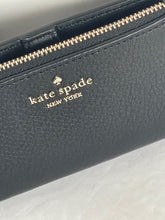 Load image into Gallery viewer, Kate Spade Jackson Small Slim Bifold Wallet Womens Black Leather Zip Snap