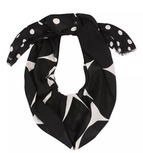 Load image into Gallery viewer, Kate Spade Joy Dot Oblong Scarf Large Black White Twill Lightweight Womens