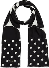 Load image into Gallery viewer, Kate Spade Joy Dot Oblong Scarf Large Black White Twill Lightweight Womens