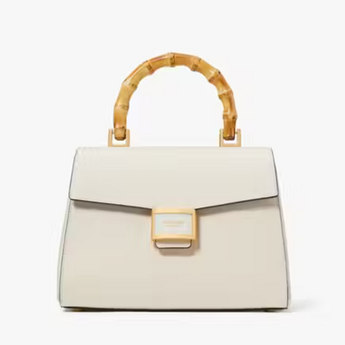 Kate Spade Katy Bamboo Medium Top-handle White Leather Crossbody Bag