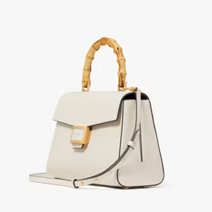 Kate Spade Katy Bamboo Medium Top-handle White Leather Crossbody Bag