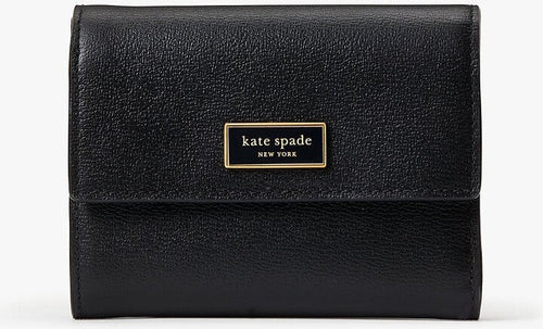 Kate Spade Katy Bifold Flap Wallet Womens Black Quilted Leather Compact
