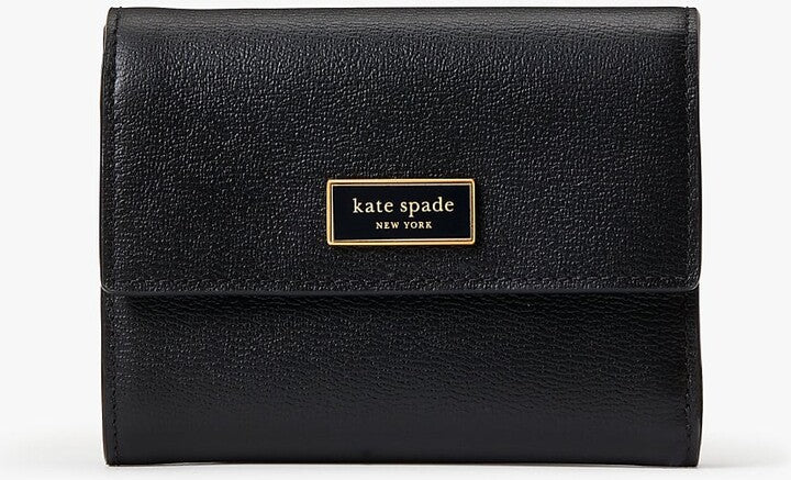 Kate Spade Katy Bifold Flap Wallet Womens Black Quilted Leather Compact