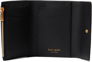 Kate Spade Katy Bifold Flap Wallet Womens Black Quilted Leather Compact