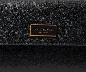 Kate Spade Katy Bifold Flap Wallet Womens Black Quilted Leather Compact