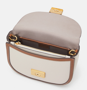 Kate Spade Katy Colorblock Convertible Saddle Bag Crossbody Halo White Brown