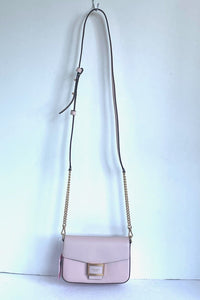 Kate Spade Katy Flap Chain Crossbody Mochi Pink Textured Leather Shoulder Bag