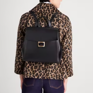 Kate Spade Katy Medium Flap Backpack Black Leather Adjustable Original Pkg