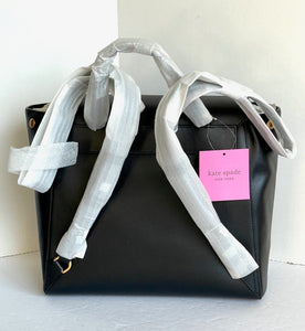 Kate Spade Katy Medium Flap Backpack Black Leather Adjustable Original Pkg