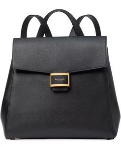 Kate Spade Katy Backpack Medium Flap Black Leather Adjustable Original Pkg