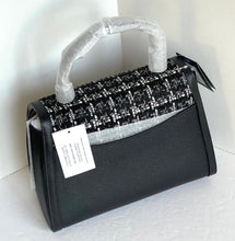 Load image into Gallery viewer, Kate Spade Katy Medium Top-handle Tweed Bag Black Leather Crossbody Orig PKG