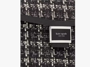 Kate Spade Katy Medium Top-handle Tweed Crossbody Bag Black Leather Orig PKG
