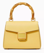 Load image into Gallery viewer, Kate Spade Katy Textured Leather Bamboo Small Top-handle Yellow Crossbody Bag