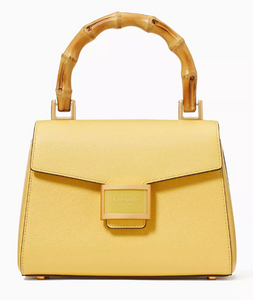 Kate Spade Katy Textured Leather Bamboo Small Top-handle Yellow Crossbody Bag