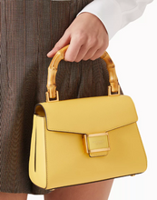 Load image into Gallery viewer, Kate Spade Katy Textured Leather Bamboo Small Top-handle Yellow Crossbody Bag