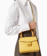 Load image into Gallery viewer, Kate Spade Katy Textured Leather Bamboo Small Top-handle Yellow Crossbody Bag