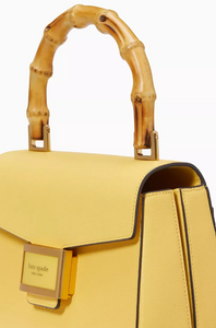 Kate Spade Katy Textured Leather Bamboo Small Top-handle Yellow Crossbody Bag