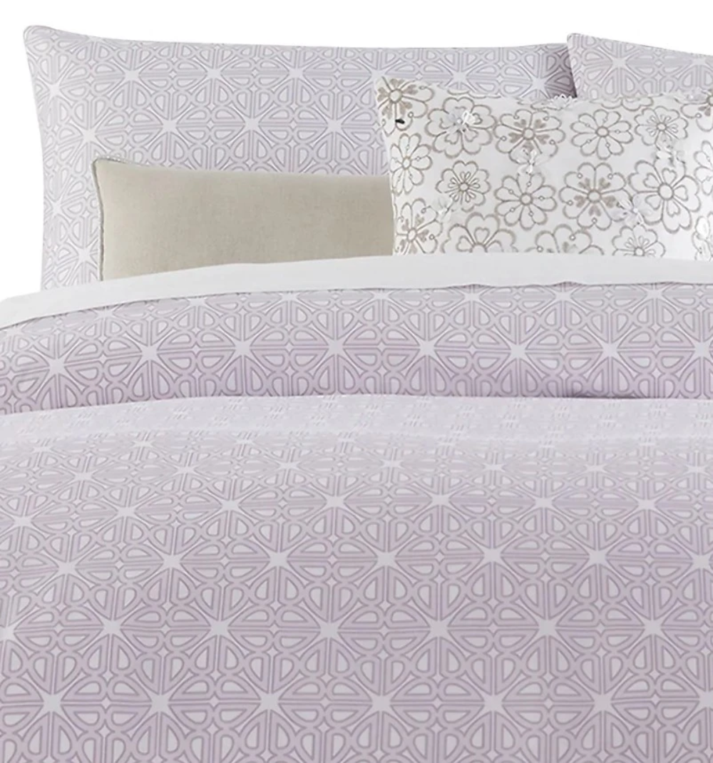 Kate Spade King Duvet Cover Set Pink 3 Piece Cotton Twill Breezy Block