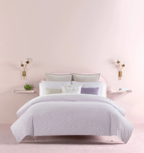 Load image into Gallery viewer, Kate Spade King Duvet Cover Set 3 Piece Pink Breezy Blocks Cotton Twill Lavender