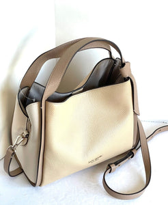 Kate Spade Knott Medium Crossbody Beige Leather Satchel Shoulder Bag Colorblock