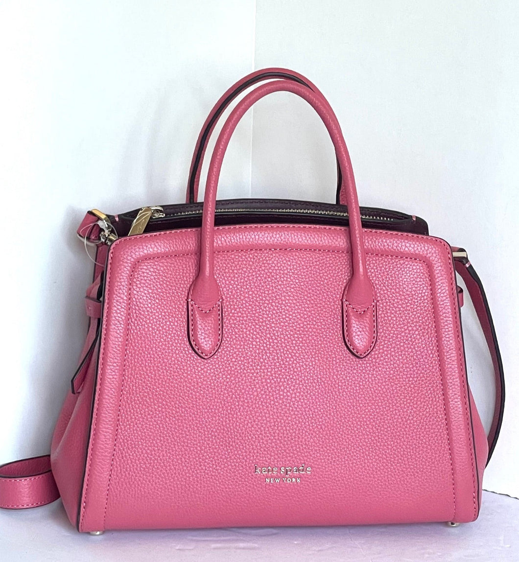 Kate Spade Knott Medium Satchel Pink Leather Crossbody Shoulder Bag Orchid